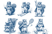 Retro Squirrel Illustrations Set, a Graphic by OneVectorStock (Thumbnail 1 of 4)