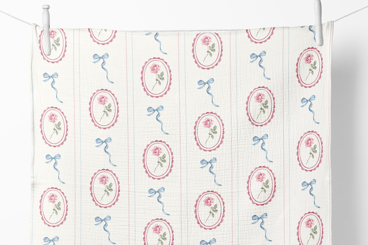 Bows and Roses. Coquette Watercolor., a Decorative Illustration by Ooh Lily (Photo 11 of 15)
