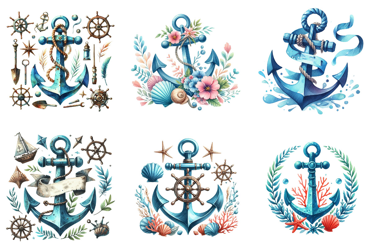 Blue Anchor Clipart Bundle PNG, an Illustration by DreamArtGraphic (Photo 3 of 3)
