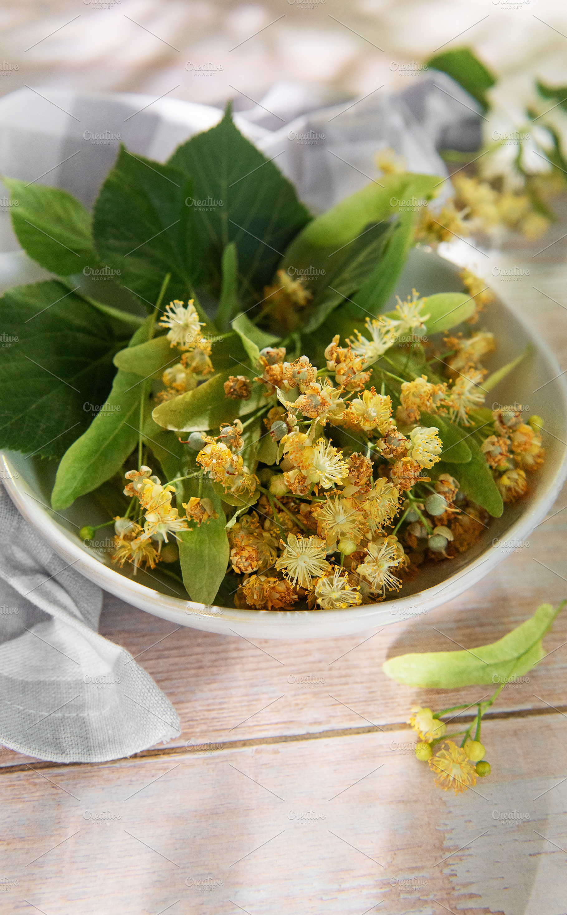 Linden blossoms for natural herbal wellness tea, a Food & Drink Photo by Olena Rudo
