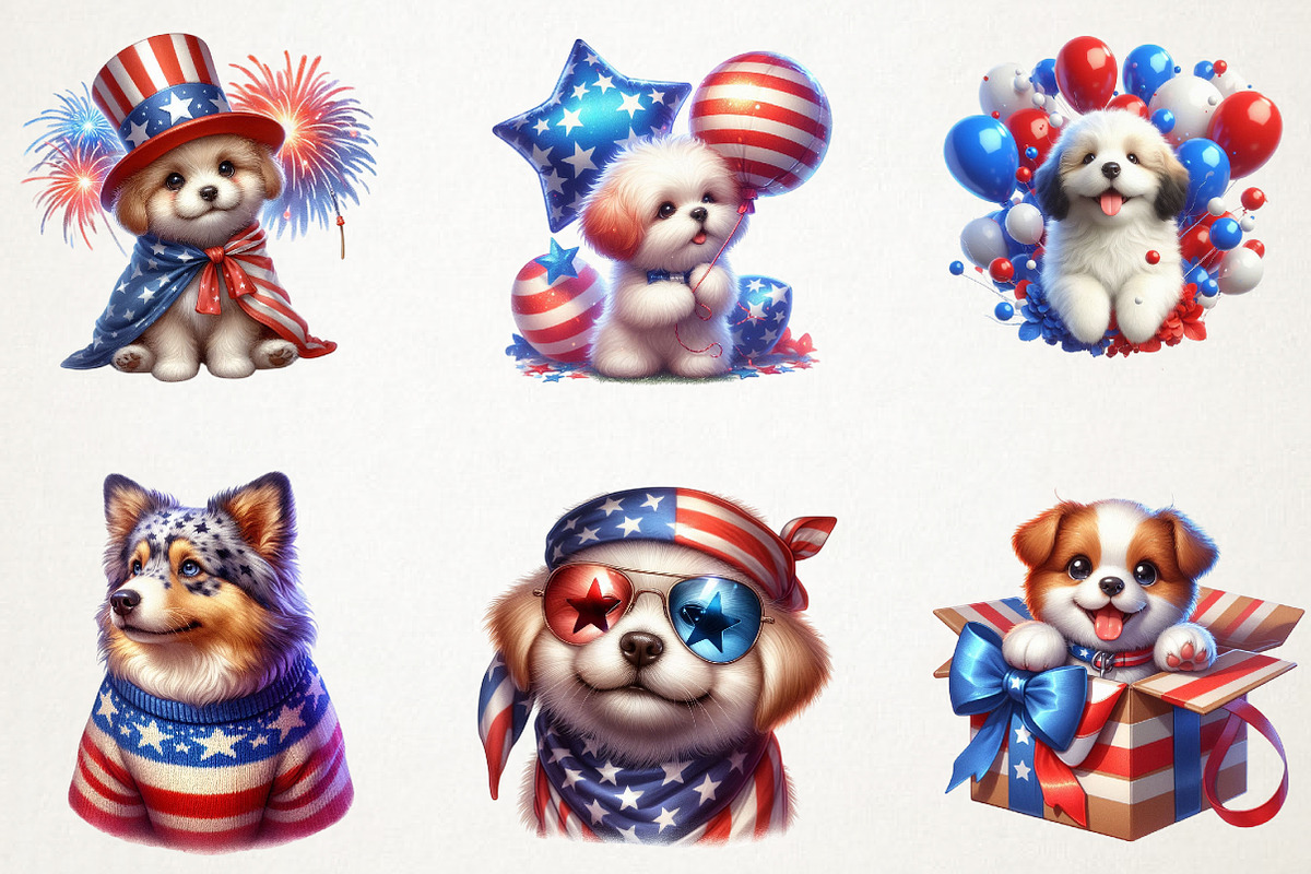 4th of July Cute Dog Sublimation, a Seasonal Illustration by RobertsArt (Photo 7 of 7)