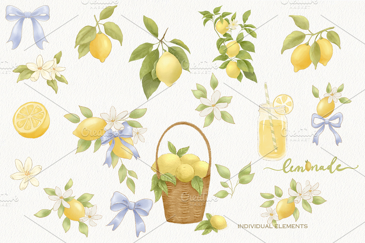 Lemon Garden Collection, a Seasonal Illustration by AlenaVlasko stock Market (Photo 9 of 10)