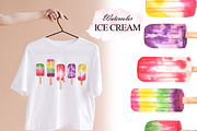 Colorful watercolor ice cream, a Food Illustration by OlDm_Shop (Thumbnail 5 of 10)