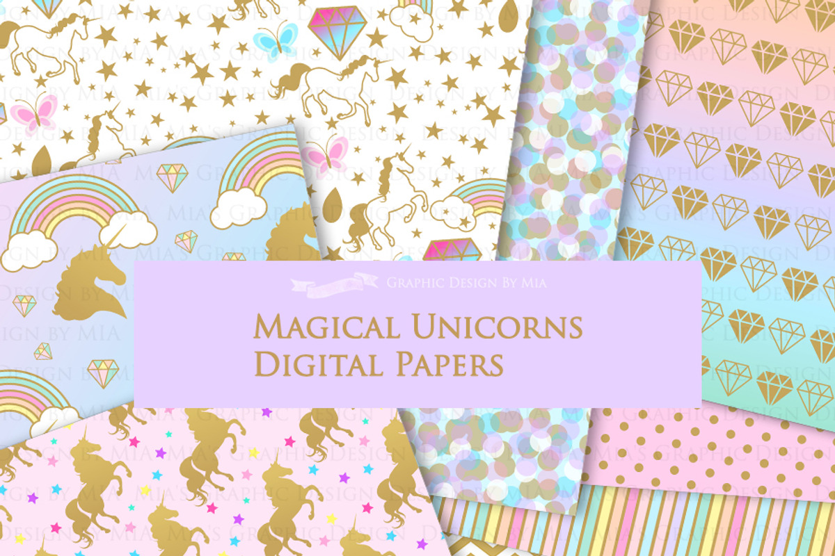 Magical Unicorns, Einhorn, Flat Gold, an Illustration by Mia's Graphic Design (Photo 8 of 9)