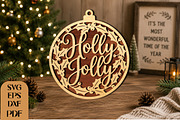 Holly Jolly Christmas Laser Cut SVG, an Object Graphic by DreamCafeArt (Thumbnail 1 of 4)