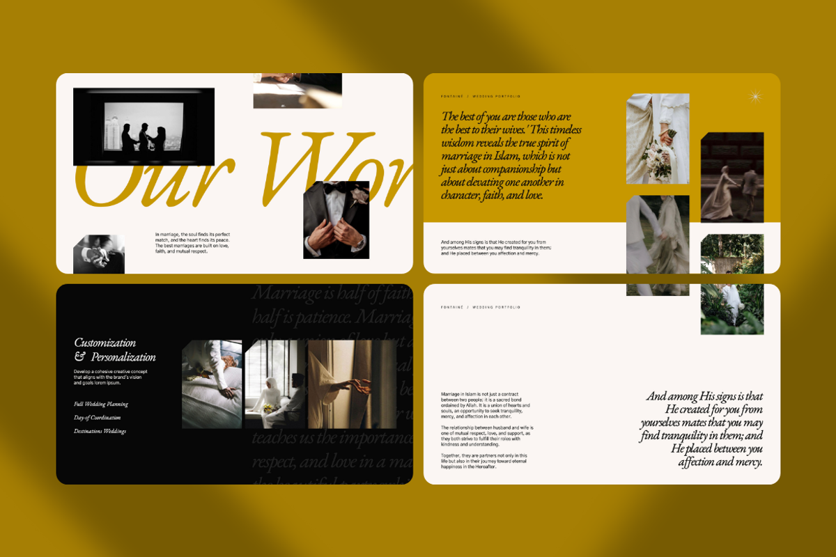 Fontaine Wedding Portfolio Powerpoin, a Presentation Template by Unich Design Bureau (Photo 2 of 7)