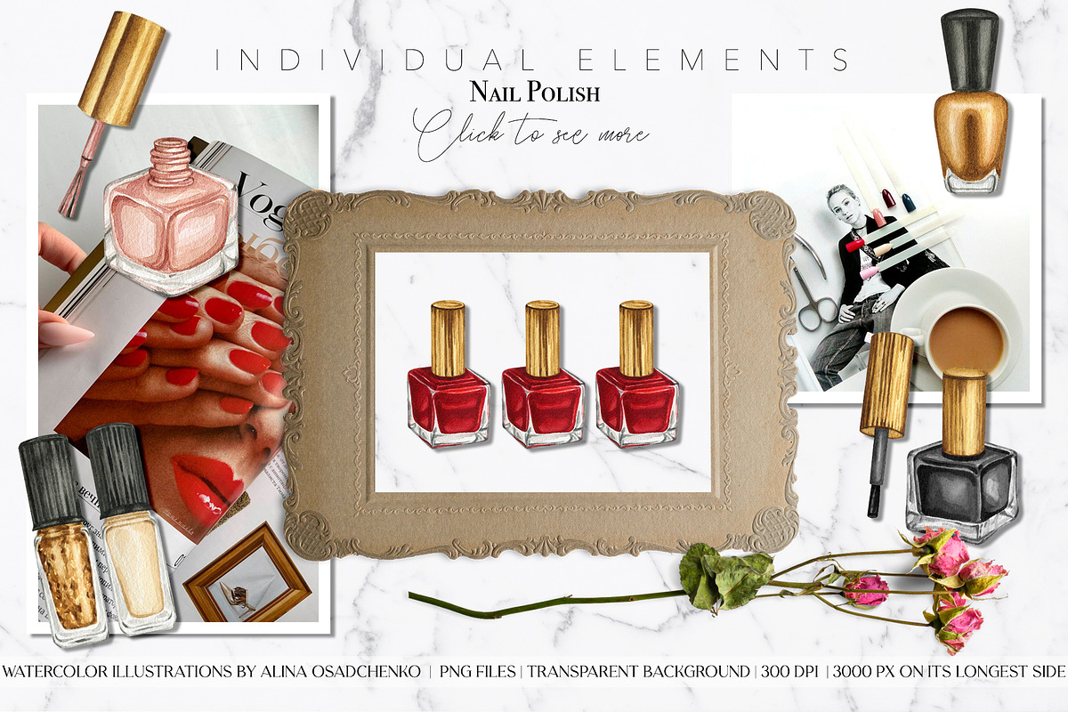 Manicure & Pedicure Collection, an Object Illustration by CrystalinaShop (Photo 4 of 12)