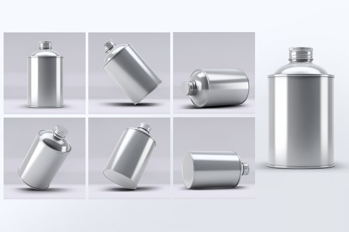 Oil Round Tin Can Screw Lid Mockup, an Advertising Mockup by Hubzway (Photo 7 of 7)