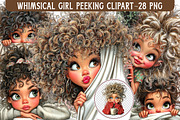 Whimsical Girl Peeking Clipart, an Illustration by Libby Wishes (Thumbnail 1 of 7)
