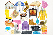 Watercolor Rainy Day Clipart, Rain, an Illustration by Paulaparaula (Thumbnail 2 of 3)