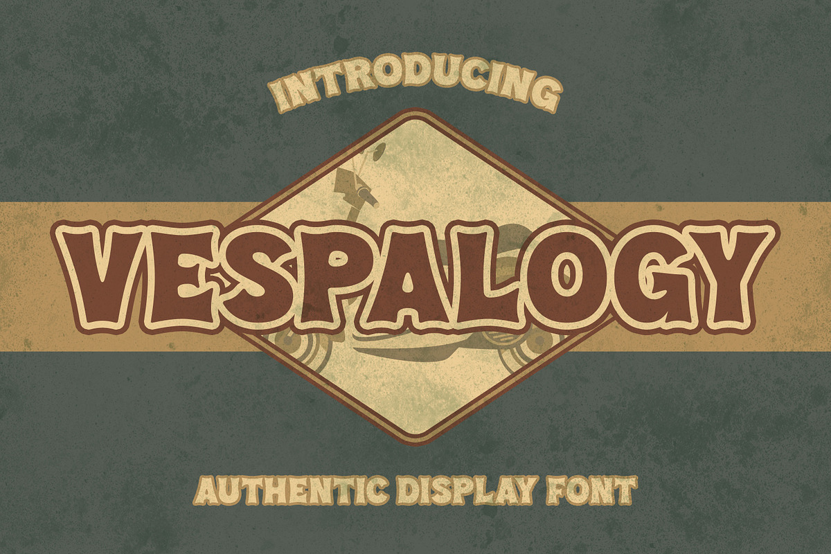 Vespalogy - Authentic Display Font, a Font by Almarkhatype (Photo 1 of 10)