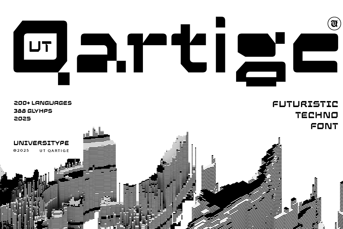 UT Qartige - A Technofuturistic Font, a Font by Universitype (Photo 1 of 12)