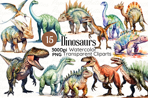 Dinosaur Clipart Watercolor PNG