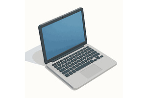 open laptop computer vector, an Object Illustration by AlexArt