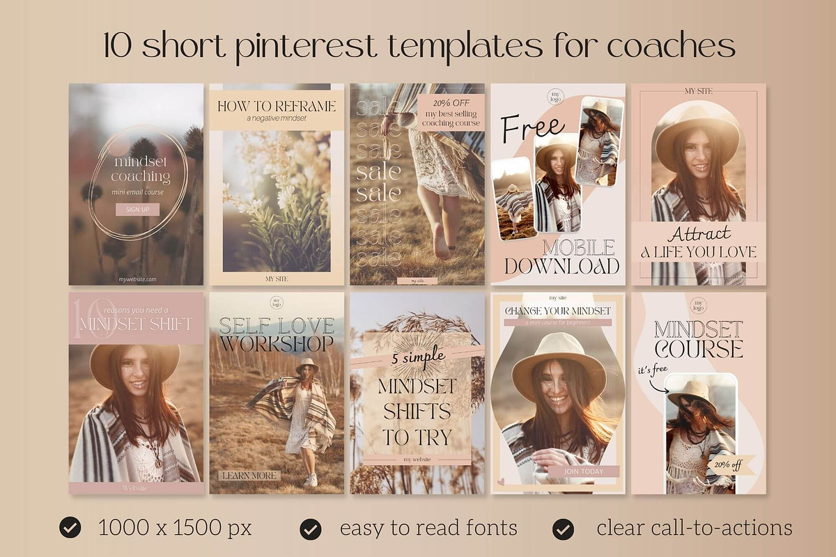 Coaching Canva Pinterest Templates, a Social Media Template by Made by Melody (Photo 2 of 8)
