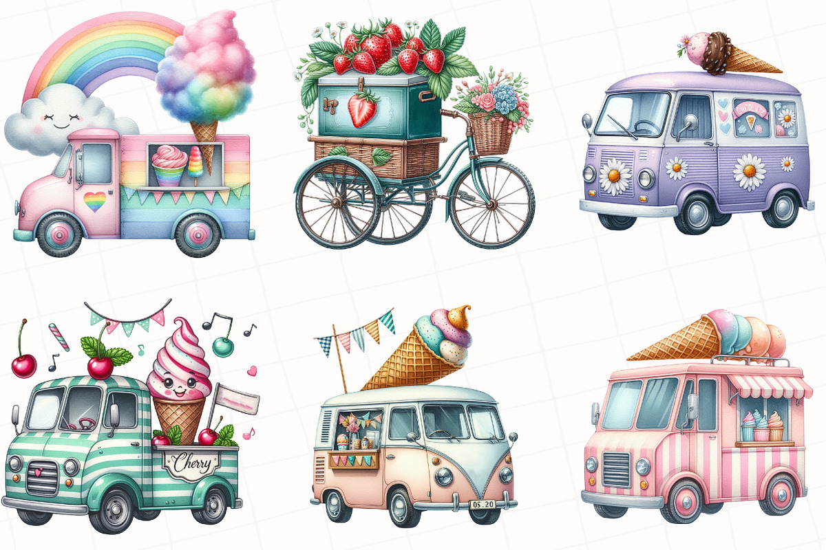 Summer Ice Cream Truck Clipart, an Illustration by OK Design (Photo 4 of 5)