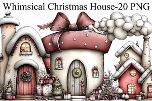 Whimsical Christmas House Clipart, an Illustration by Libby Wishes