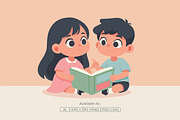 Boy Girl Study Time Illustration, a Person Illustration by Partikusi Design (Thumbnail 2 of 3)
