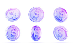 Glass holographic coin with dollar, a Finance Illustration by Marozhkastudio