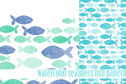 watercolor seamless sea fish, a Pattern Graphic by Vavavka (Thumbnail 2 of 5)