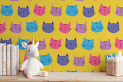 Colorful Cat Faces Seamless Pattern, a Pattern Graphic by Irina Ostapenko (Thumbnail 4 of 5)