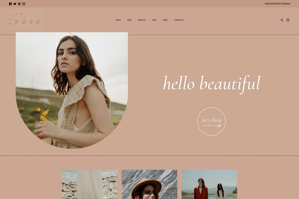 Minimal Shopify Theme | Desert Rose, a Templates & Theme by Easy Website Themes (Photo 1 of 8)