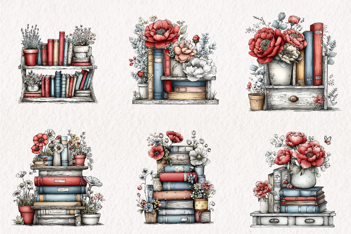 Summer Bookshelf Clipart, an Illustration by CreationArt (Photo 7 of 7)