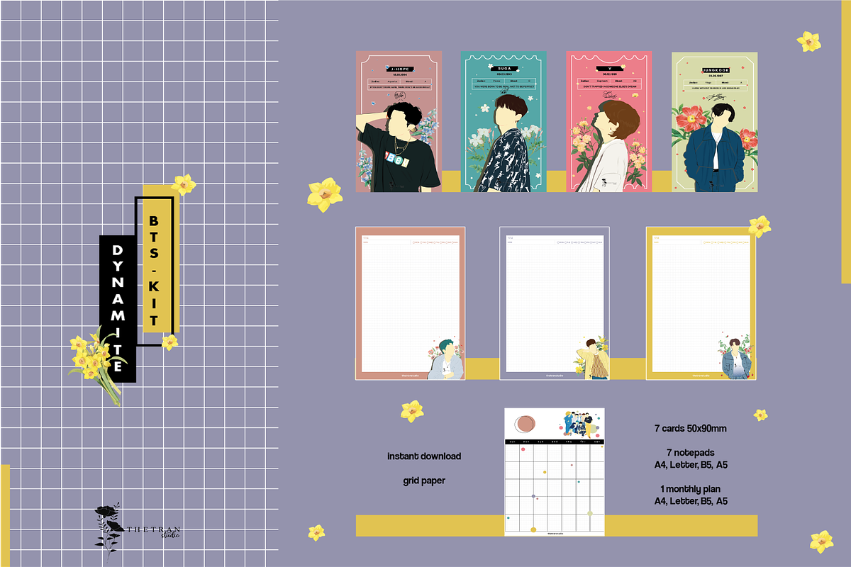 BTS Dynamite Notepad | Dital Product, a Stationery Template by The Tran Studio (Photo 1 of 5)