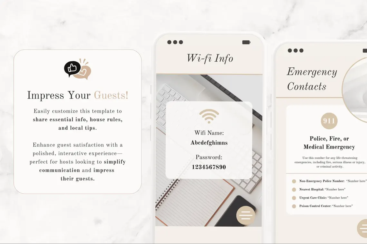 Digital Airbnb Welcome Guide, a Websites & App Template by PittaFinePrint (Photo 3 of 6)