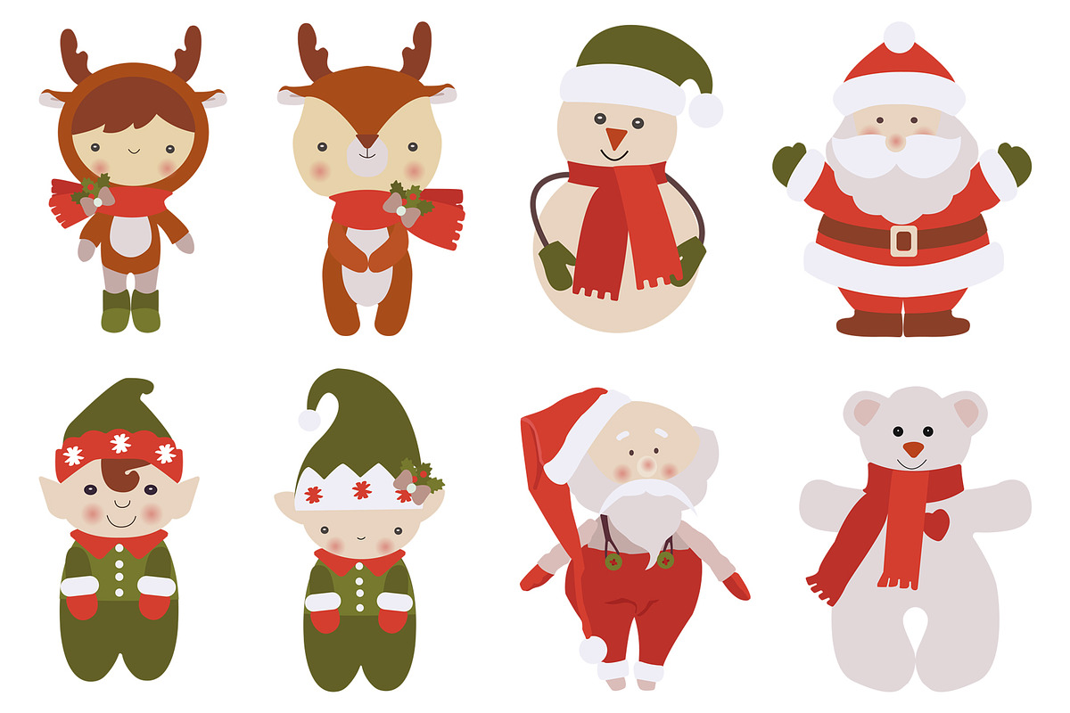 Set of Christmas characters, an Illustration by Olha's watercolor (Photo 2 of 3)