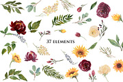 Sunflowers and Burgundy Flowers, an Illustration by Graphic Blue Bird (Thumbnail 4 of 11)