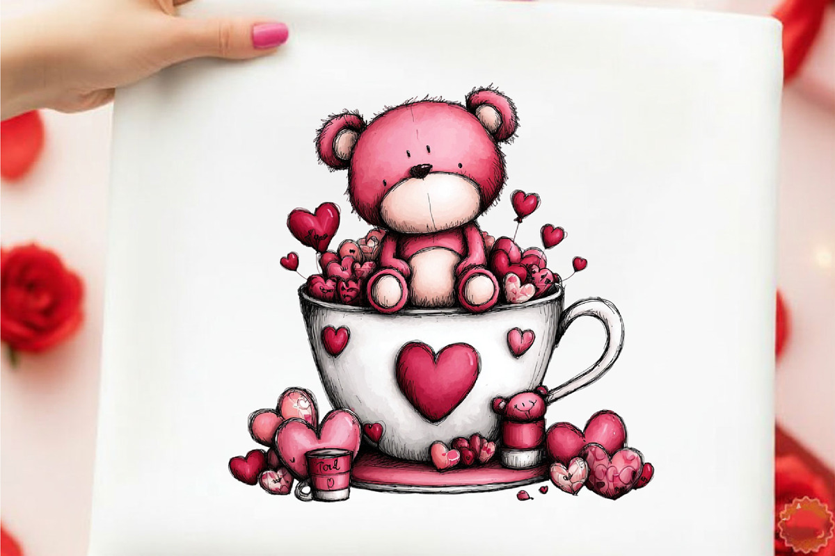 Whimsical Valentine Bear Clipart Bun, an Illustration by designcity5 (Photo 4 of 5)