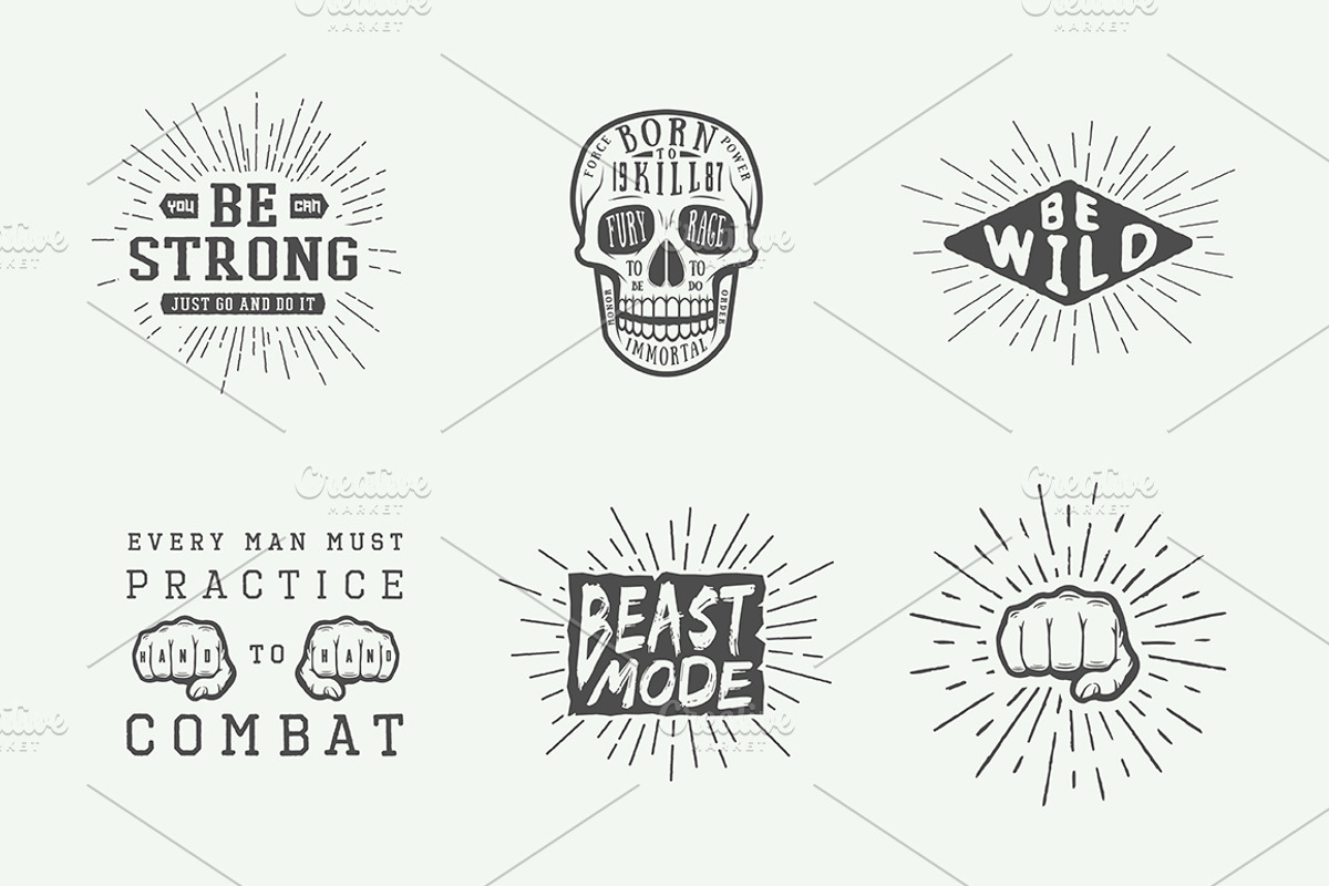 Set of vintage fighting emblems, a Branding & Logo Template by AkimD (Photo 10 of 10)