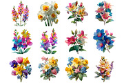Watercolor Spring Flowers Clipart, an Illustration by DreamArtGraphic (Thumbnail 2 of 4)