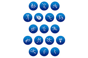 Blue icons with white sportsmen, a Duotone Icon by Vector Tradition