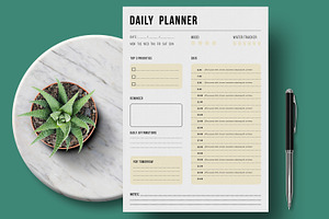 Daily Planner Layout, a Stationery Template by MightyDesign