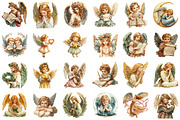 Vintage Angel Clipart Set PNG, an Illustration by SinaCreation (Thumbnail 2 of 5)