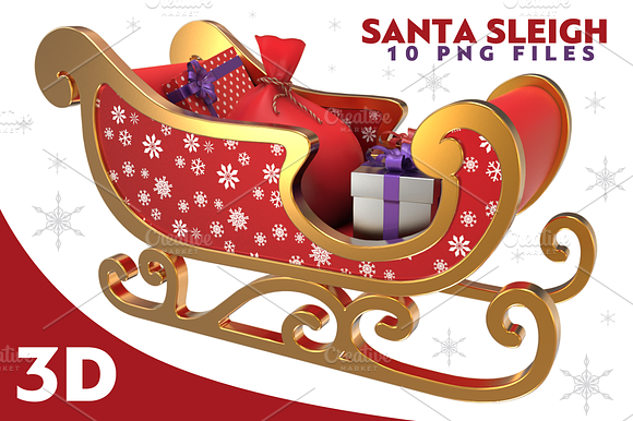 Santa Sleigh - 3D preview 3
