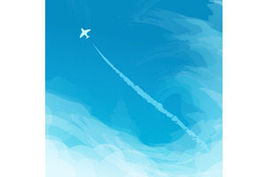 a small silhouette airplane flying, an Illustration by IfH