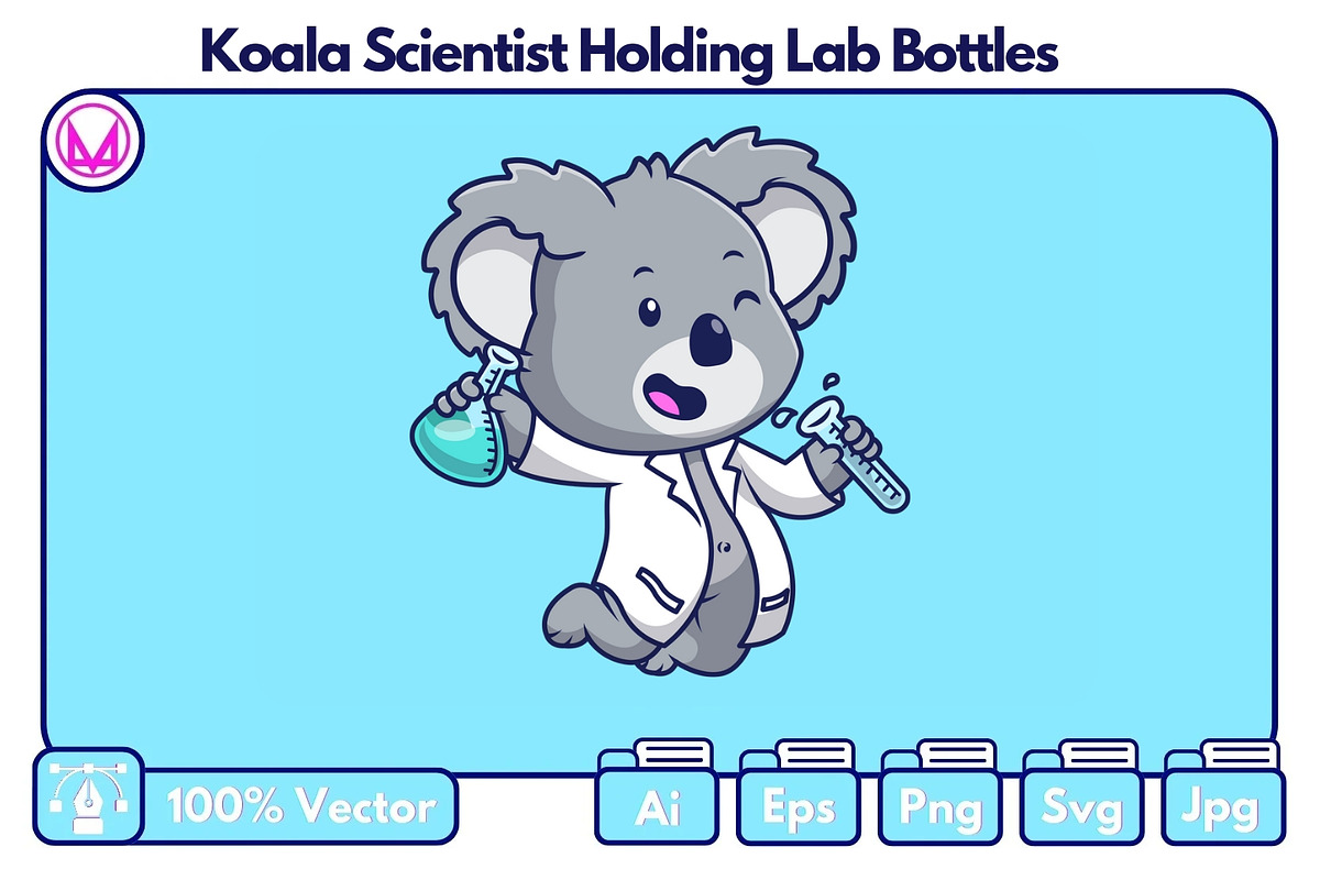 Koala Scientist Holding Lab Bottles, an Animal Illustration by Artstorystudio (Photo 1 of 3)