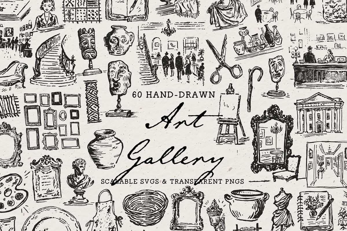 Art Gallery Clipart, Museum Ink Set, an Object Illustration by The October Creative (Photo 1 of 13)