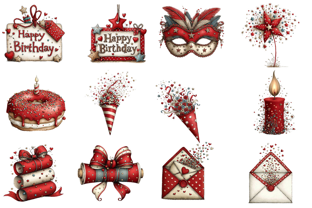 Whimsical Birthday Clipart, an Illustration by Designworld (Photo 5 of 8)