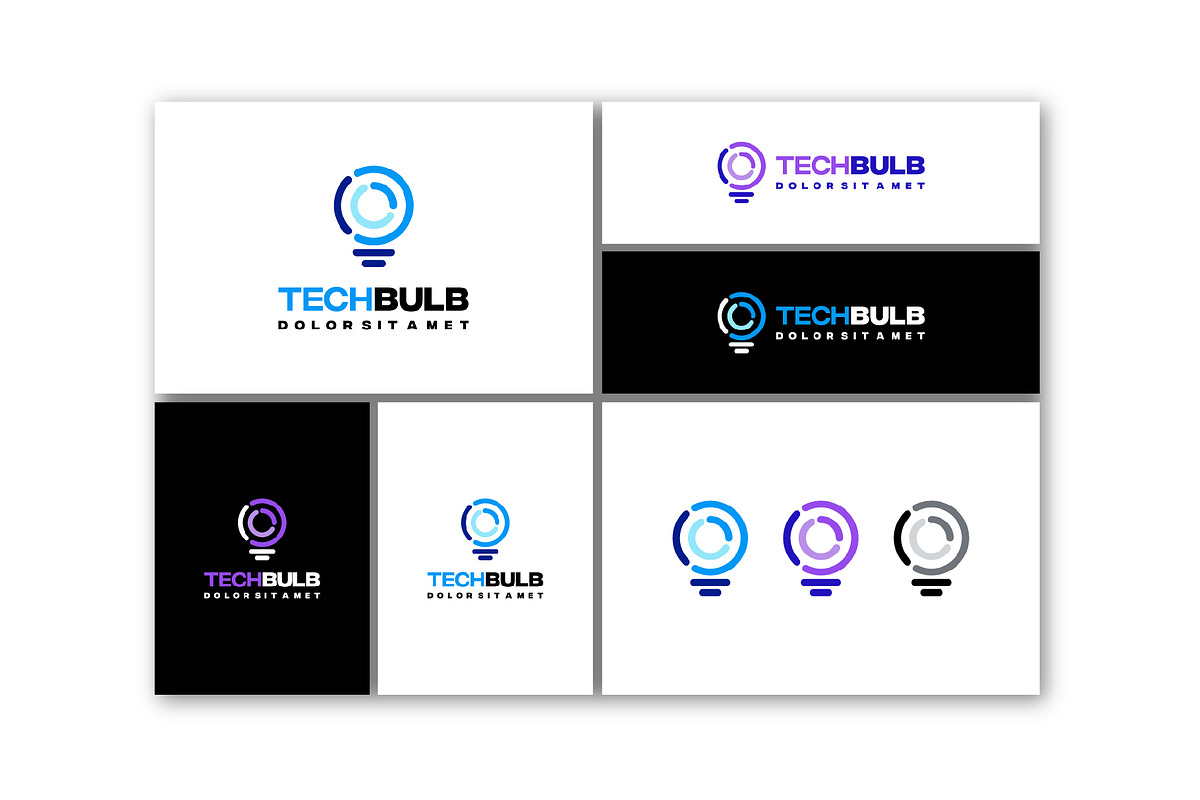 Set of Modern Tech Bulb logo designs, a Branding & Logo Template by Lucky Creative (Photo 3 of 5)