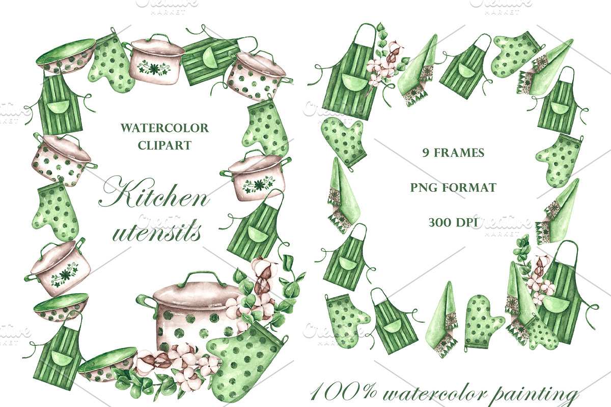 Kitchen watercolor set. Cookbook, an Illustration by SabinaWatercolorArt (Photo 11 of 16)
