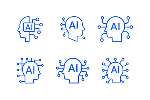 Artificial Intelligence Head Icons, a Branding & Logo Template by Vectorium Studio