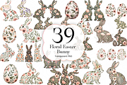 Floral Easter Bunny PNG Clipart., an Illustration by KennedyStudio (Thumbnail 1 of 5)