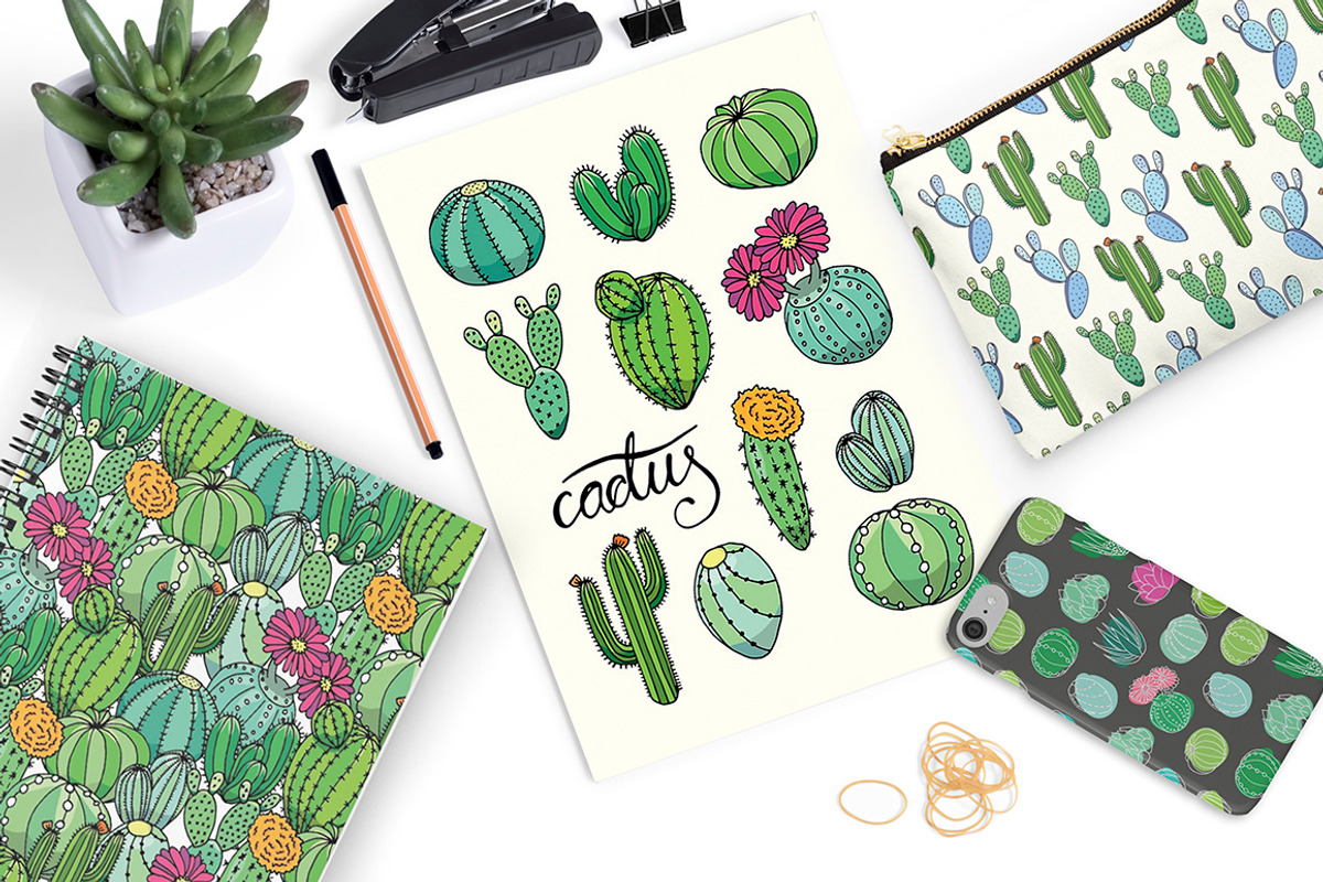 20 hand drawn cactuses & succulents, a Decorative Illustration by pixelwerk (Photo 5 of 5)