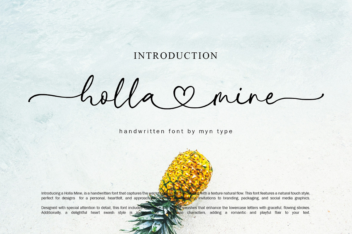 Holla Mine - Heart Swash Script Font, a Handwritten Font by Myn Type (Photo 1 of 12)