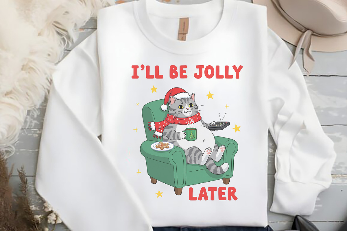 Funny Christmas Sarcastic Lazy Cat, an Illustration by Black Bird Studio (Photo 2 of 4)