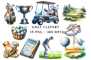 Golf Clipart PNG, a Sport Illustration by HoneyBunnyDigital